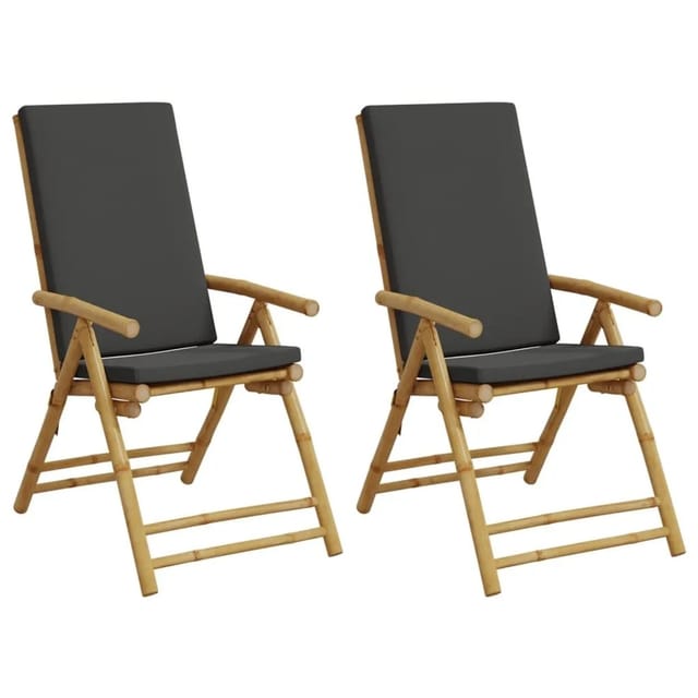 vidaXL Gartenstühle Klappbar Verstellbar 2 Stk mit Kissen Bambus 365876