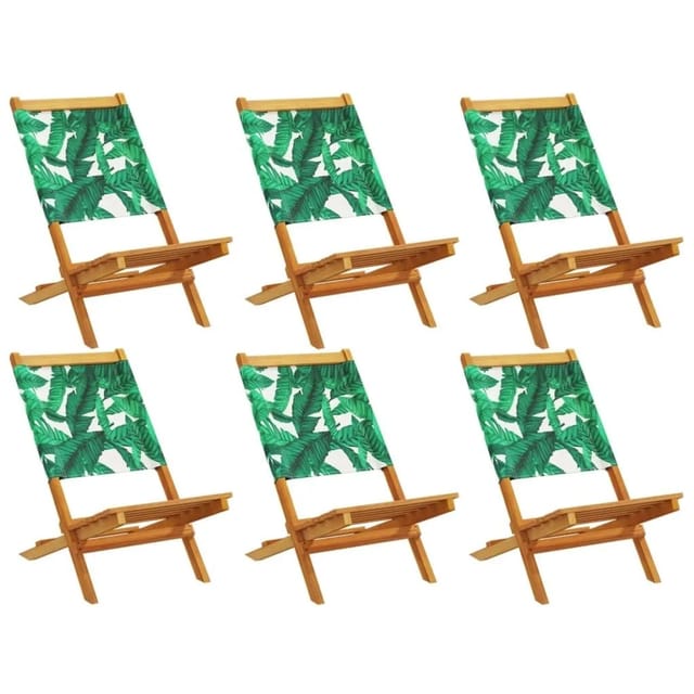 vidaXL Gartenstühle 6 Stk Klappbar Grün Stoff und Massivholz 3214650