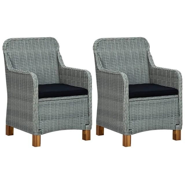 vidaXL Gartenstühle mit Kissen 2 Stk Poly Rattan Hellgrau 313317