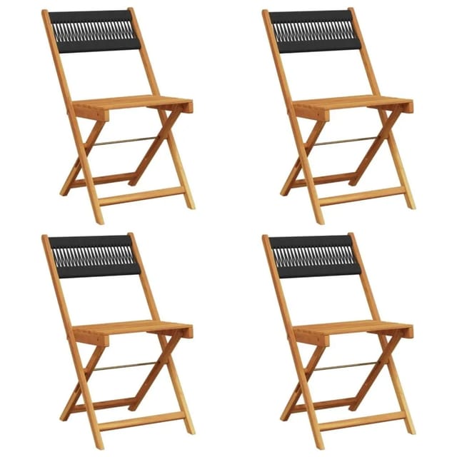 vidaXL Gartenstühle 4 Stk Klappbar Schwarz Massivholz Akazie 3214601