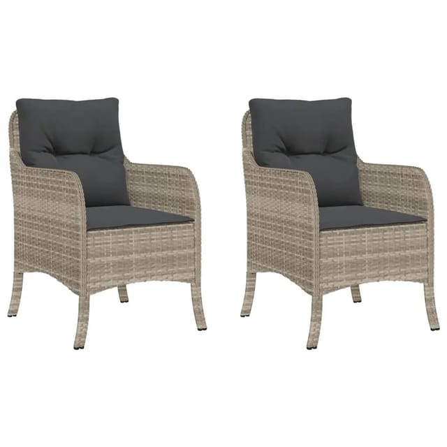 vidaXL Gartenstühle mit Kissen 2 Stk Hellgrau Poly Rattan 365150