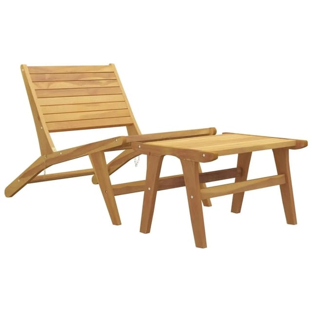 vidaXL Gartenstuhl mit Fußstütze Massivholz Teak 319154