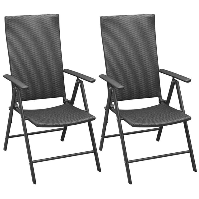 vidaXL Stapelbare Gartenstühle 2 Stk Poly Rattan Schwarz 42796