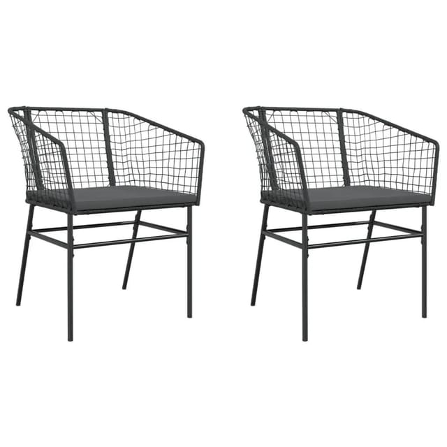 vidaXL Gartenstühle 2 Stk mit Kissen Schwarz Poly Rattan 369100