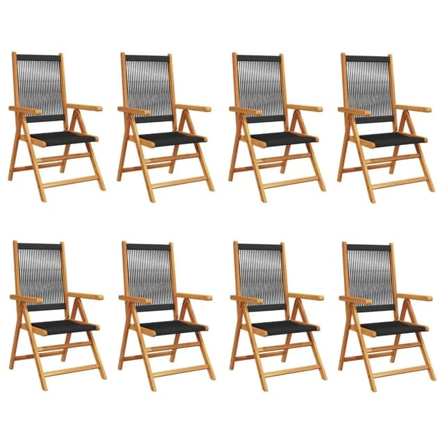 vidaXL Gartenstuhl Verstellbar 8 Stk Schwarz Massivholz Akazie 3214531