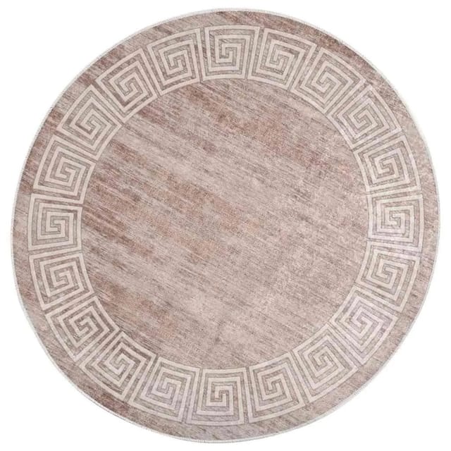 vidaXL Teppich Waschbar 120 cm Beige Rutschfest 337945