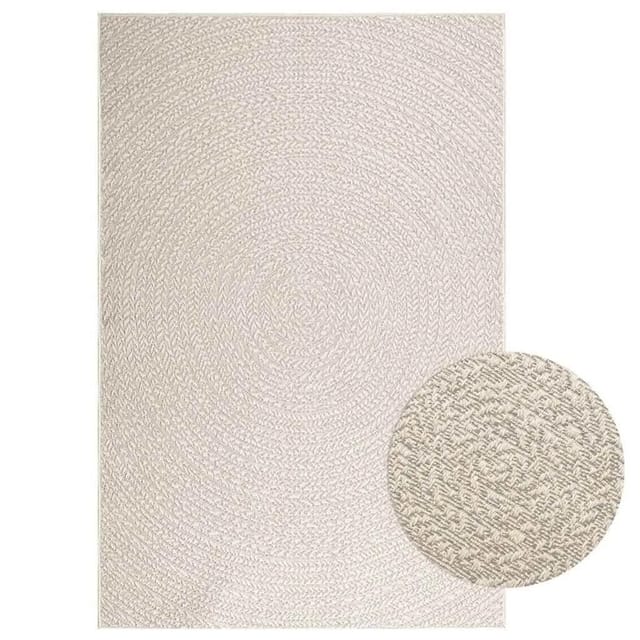 vidaXL Teppich ZIZUR Creme 140x200 cm Jute-Optik Indoor und Outdoor 4010378