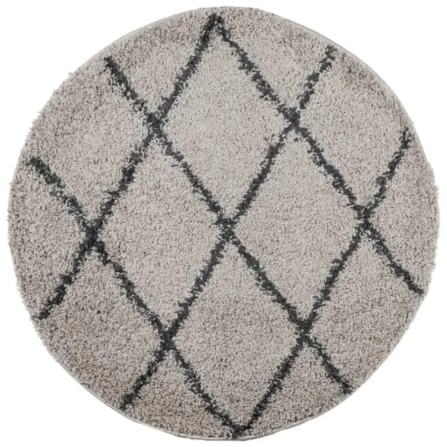 vidaXL Shaggy-Teppich PAMPLONA Hochflor Modern Beige Anthrazit Ø 80 cm 375397