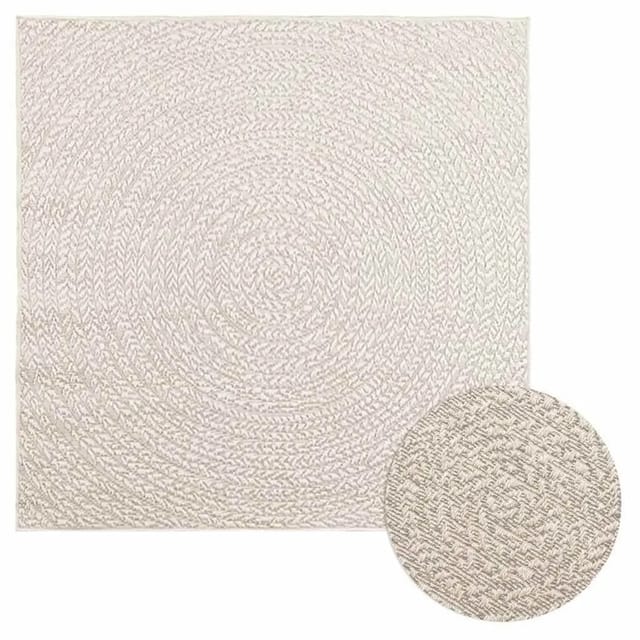 vidaXL Teppich ZIZUR Creme 120x120 cm Jute-Optik Indoor und Outdoor 4010376