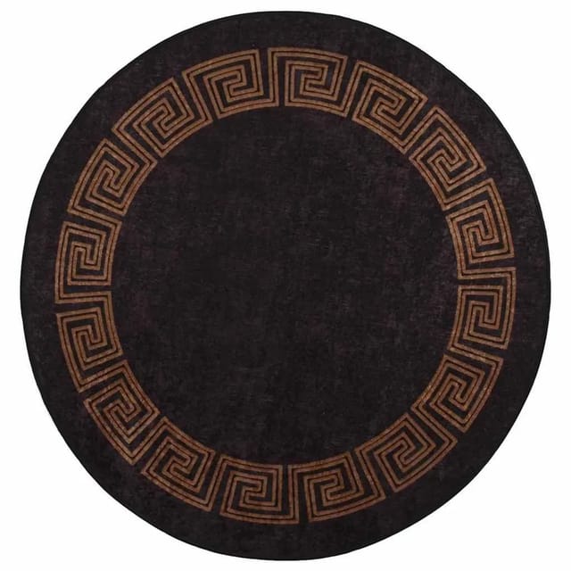 vidaXL Teppich Waschbar Schwarz und Golden φ120 cm Rutschfest 337933