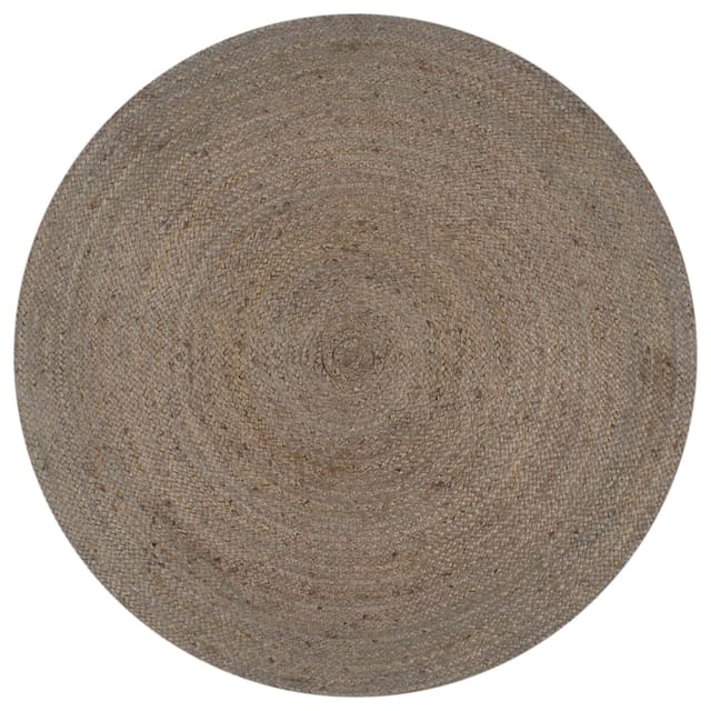 vidaXL Teppich Handgefertigt Jute Rund 90 cm Grau 133662