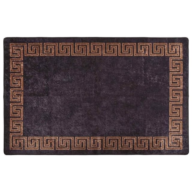 vidaXL Teppich Waschbar Schwarz und Golden 160x230 cm Rutschfest 337931