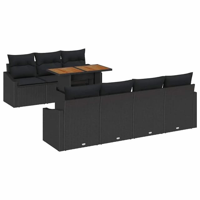 vidaXL Garten Essgruppe mit Kissen Schwarz und Braun 100 x 55 x 73 cm 3349799