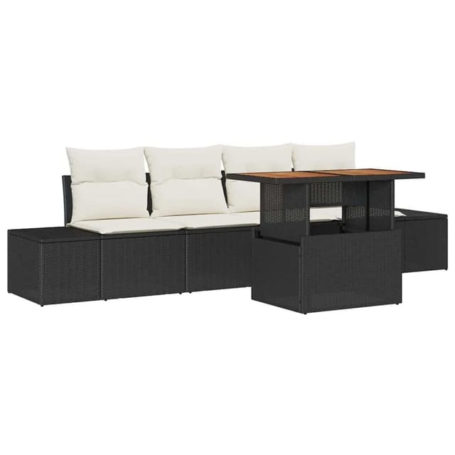 vidaXL Garten Essgruppe mit Kissen 5-Tlg Schwarz und Creme 3349893