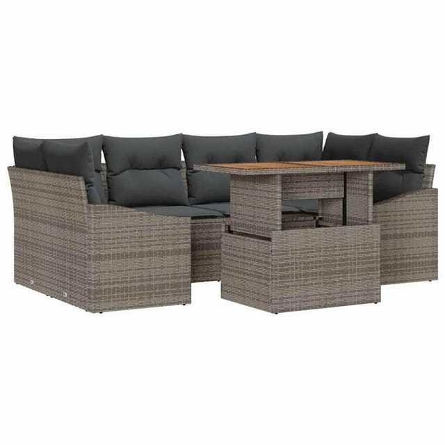 vidaXL Garten Essgruppe mit Kissen Grau und Braun 100 x 55 x 73 cm 3349789