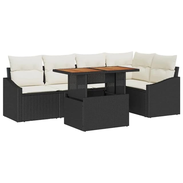 vidaXL Garten Essgruppe mit Kissen Schwarz und Creme 100 x 55 x 73 cm 3349837