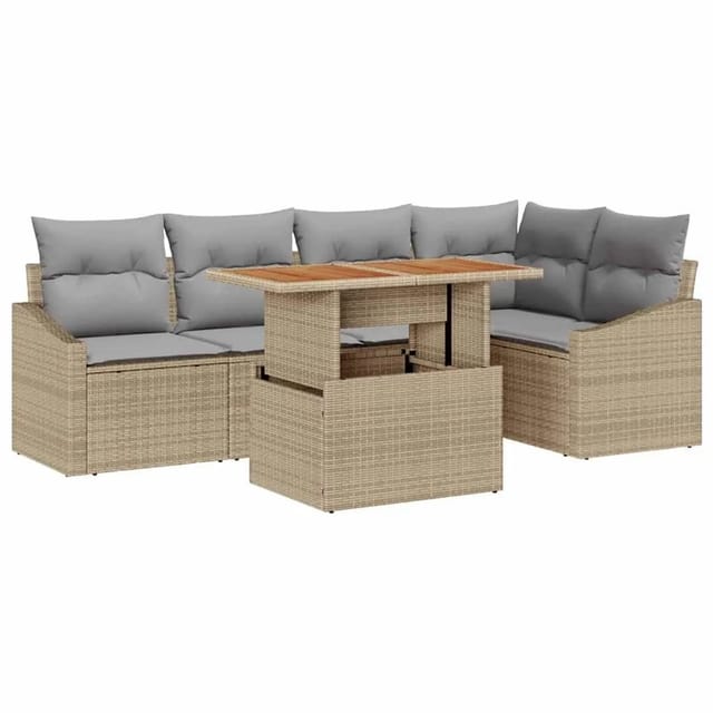 vidaXL Garten Essgruppe mit Kissen Beige und Grau 100 x 55 x 73 cm 3349839