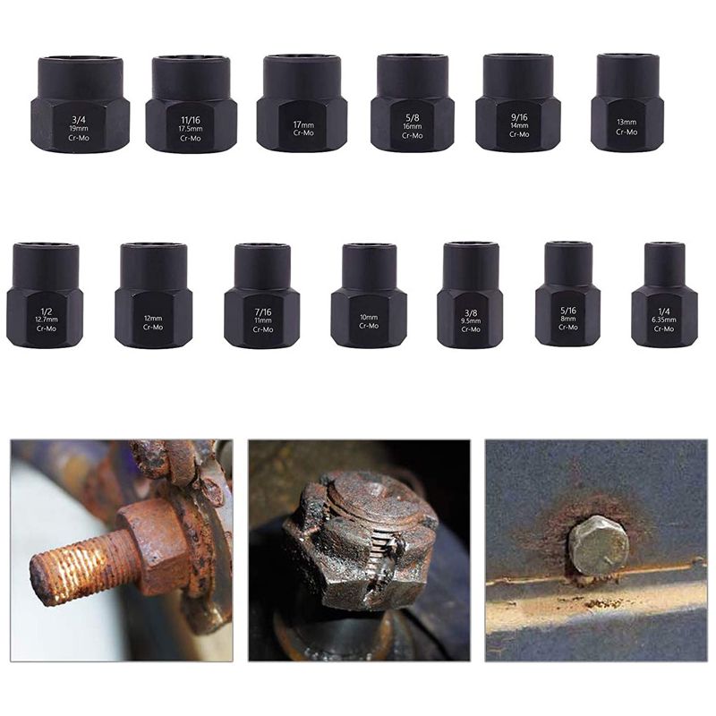 13-teiliges Set Zum Entfernen Beschädigter Muttern Und Schrauben – Sechskant-ausdreher – Mechanisches Reparaturset Für Werkstätten