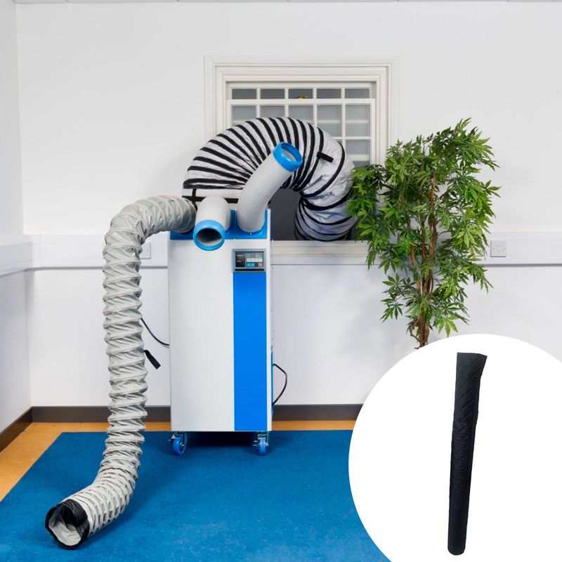 Isolierhülle In Schwarz Und Silber Für Tragbare Klimaanlagenschläuche – Hitze- Und Uv-schutz – Kompatibel Mit Schläuchen Von 5–6 Zoll – Hochfestes Material – Alombard