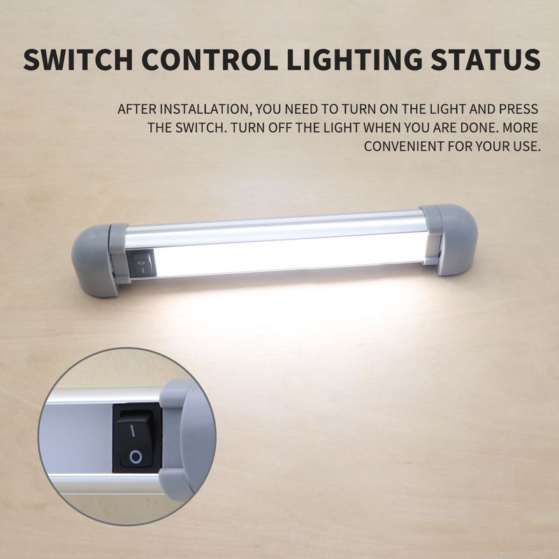 Verstellbare Led-leuchte, 150 Lumen, Für Wohnmobile – 180° Verstellbarer Winkel Mit Schalter – 12–24 V Innenbeleuchtung, 228 Mm Länge