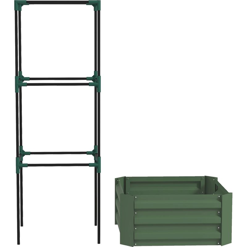 Hochbeet Mit Stütze – Verzinkter Stahl, Grün – Für Garten Und Balkon – Kombiniertes Pflanz- Und Gemüsebeet