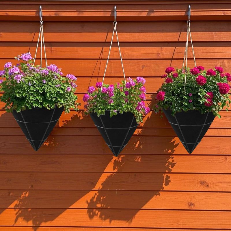 Set Mit 3 Filzkegeln Aus Vliesstoff Für Hängeampeln – Biologisch Abbaubare Innenbeschichtung – Geeignet Für Balkonkästen Und Outdoor-körbe