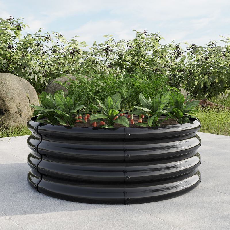 Verzinktes Hochbeet – Rund, Für Den Außenbereich, Freistehend – Für Gemüse, Obst, Blumen – Originaldesign Für Gemüsegärten