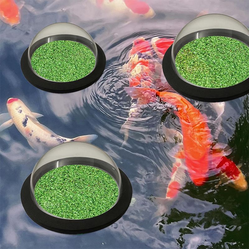 2 Schwimmende Eva-teichkuppeln – Transparenter Acryl-futterbehälter – Beobachten Sie Ihre Fische Im Gartenteich Ganz Einfach