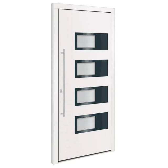 vidaXL Haustür Weiß 100x210 cm Aluminium und PVC 3157066