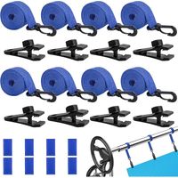 Poolaufroller – Haltebänder – Set Mit 8 Befestigungsbändern Und Clips – Zubehör Für Mobiles Aufrollsystem – Mobile Solarfolie Für Poolabdeckungen (blau)