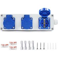 Baustellenverteilerkasten, 16 A, 3x Schuko 220 V, Wandverteilerkasten, Ip54 Wasserdichtes Gehäuse Für Baustellen, Innen- Und Außeneinsatz
