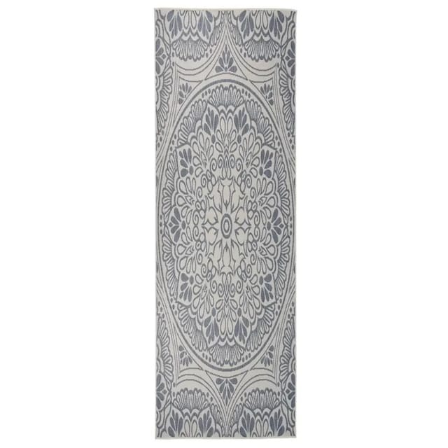vidaXL Outdoor-Teppich Flachgewebe 80x250 cm Blaues Muster 340828