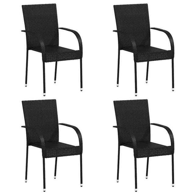 vidaXL Stapelbare Gartenstühle 4 Stk Poly Rattan Schwarz 310084