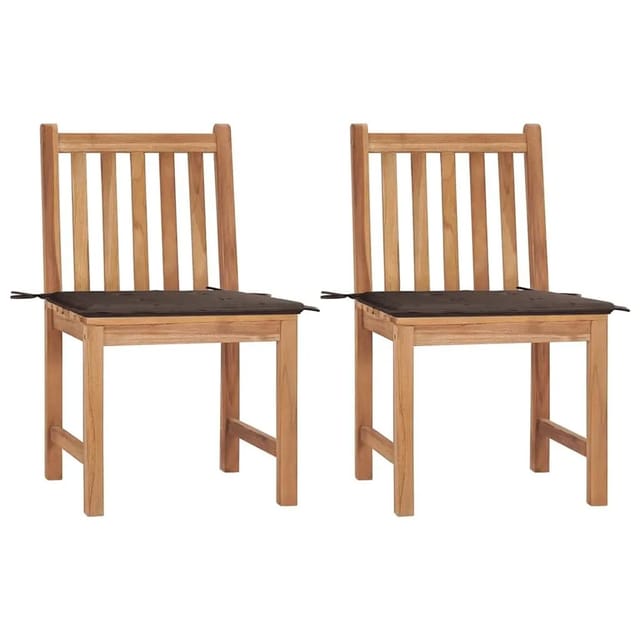 vidaXL Gartenstühle 2 Stk mit Kissen Massivholz Teak 3062924
