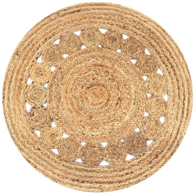 vidaXL Teppich Flechtmuster Jute 90 cm Rund 245342