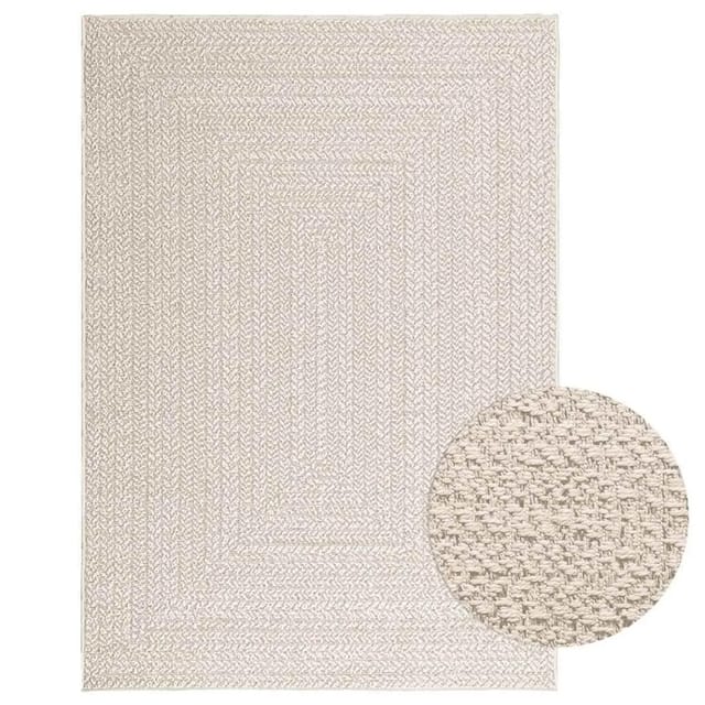 vidaXL Teppich ZIZUR Creme 120x170 cm Jute-Optik Indoor und Outdoor 4010364