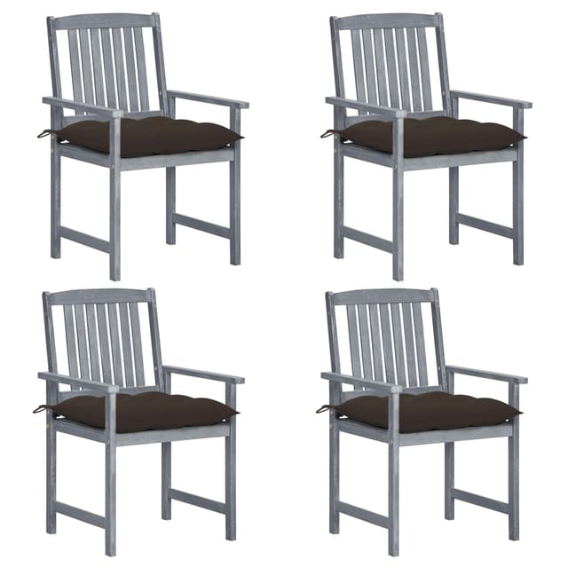 vidaXL Gartenstühle mit Kissen 4 Stk Grau Massivholz Akazie 3061268