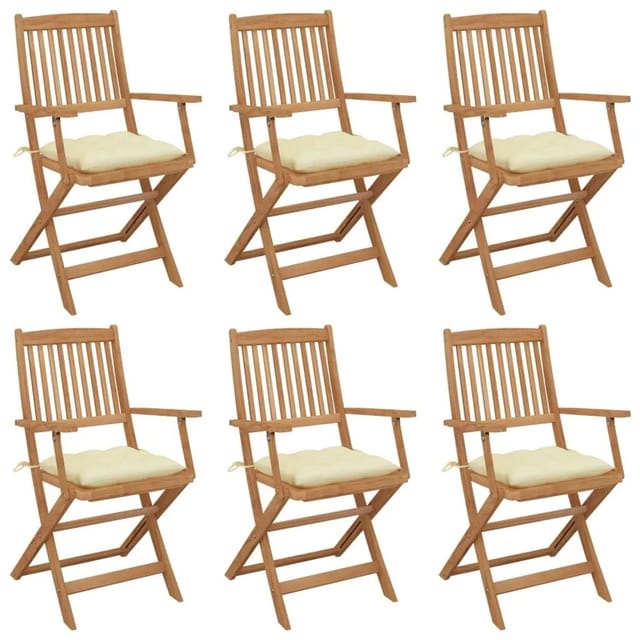 vidaXL Klappbare Gartenstühle 6 Stk mit Kissen Massivholz Akazie 3074957