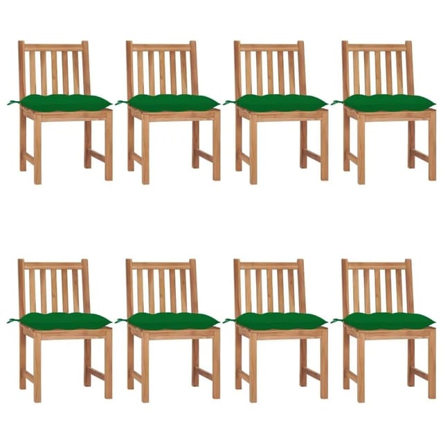 vidaXL Gartenstühle 8 Stk mit Kissen Massivholz Teak 3073162