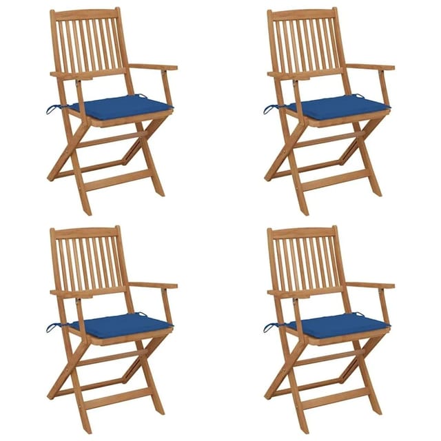 vidaXL Klappbare Gartenstühle 4 Stk mit Kissen Massivholz Akazie 3064627