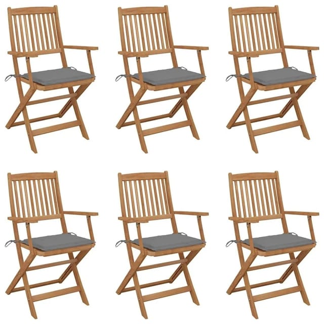 vidaXL Klappbare Gartenstühle 6 Stk mit Kissen Massivholz Akazie 3074941