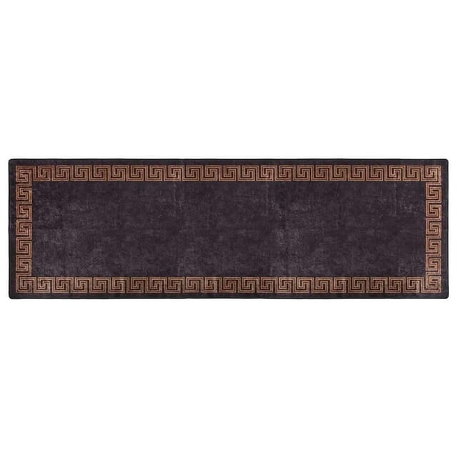 vidaXL Teppich Waschbar 80x300 cm Schwarz und Golden Rutschfest 337929