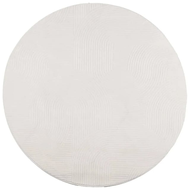 vidaXL Teppich IZA Kurzflor Skandinavischer Look Creme Ø 80 cm 375445