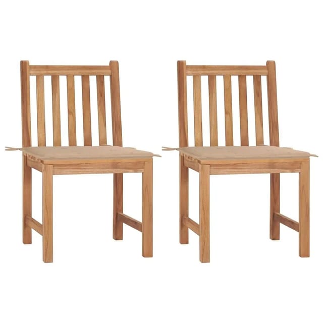 vidaXL Gartenstühle 2 Stk mit Kissen Massivholz Teak 3062919
