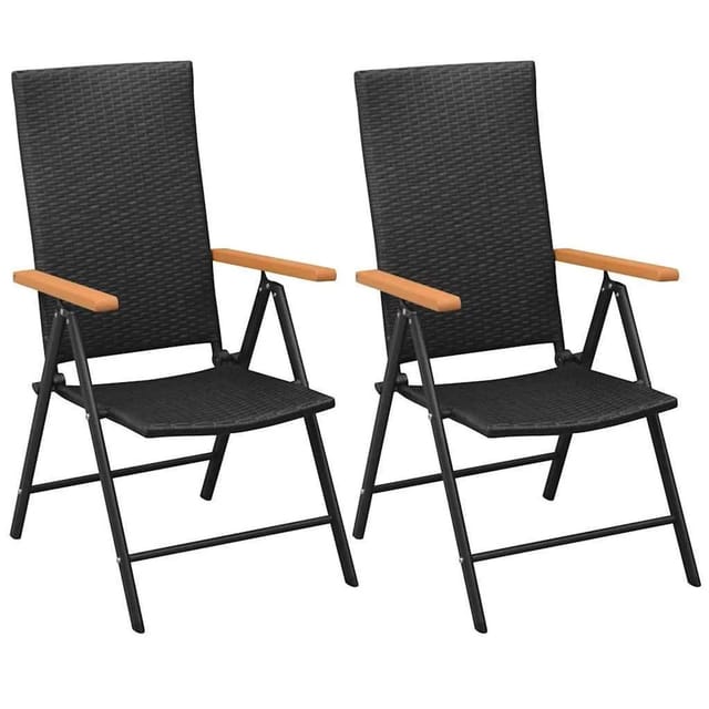 vidaXL Stapelbare Gartenstühle 2 Stk Poly Rattan Schwarz 42798
