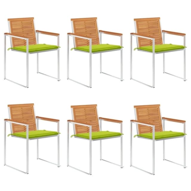 vidaXL Gartenstühle 6 Stk mit Kissen Massivholz Akazie 3078508
