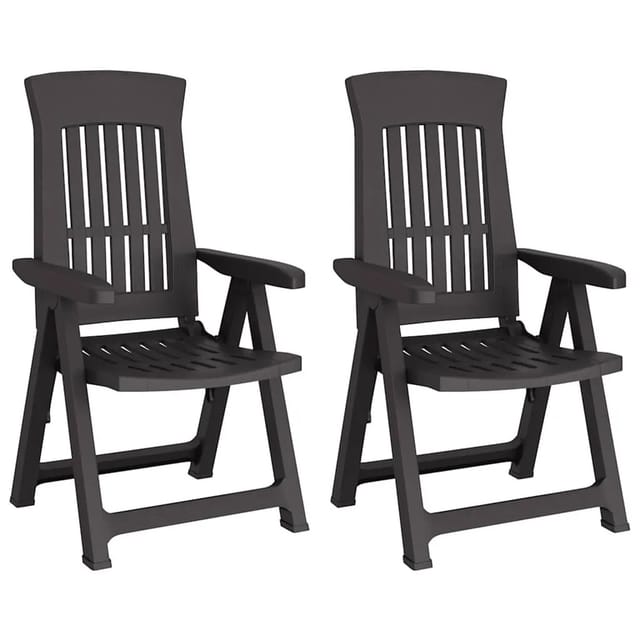 vidaXL Gartenstühle 2 Stk Verstellbar Anthrazit PP 364712