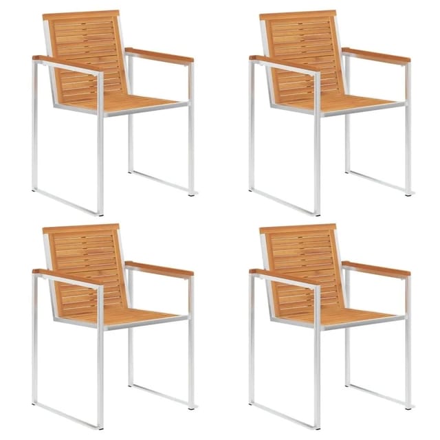 vidaXL Gartenstühle 4 Stk Massivholz Akazie und Edelstahl 3078467