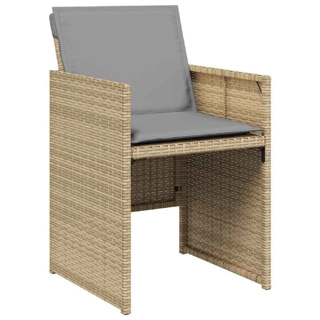 vidaXL Gartenstühle mit Kissen 4 Stk Beigemischung Poly Rattan 364938