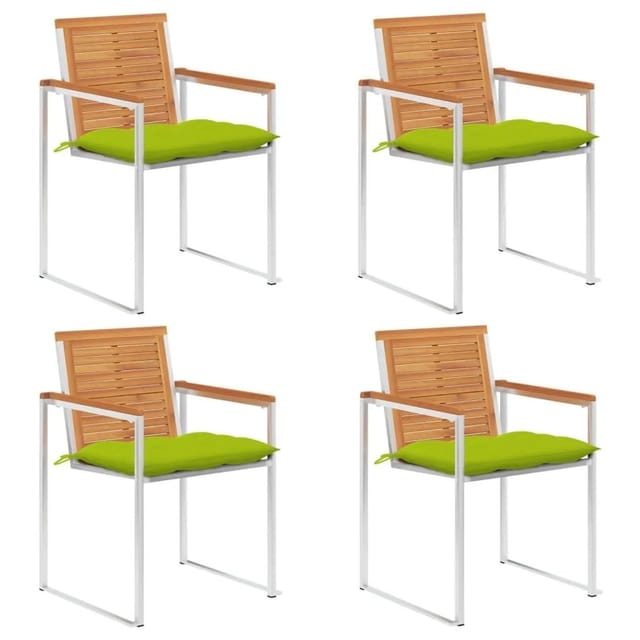 vidaXL Gartenstühle 4 Stk mit Kissen Massivholz Akazie 3078496